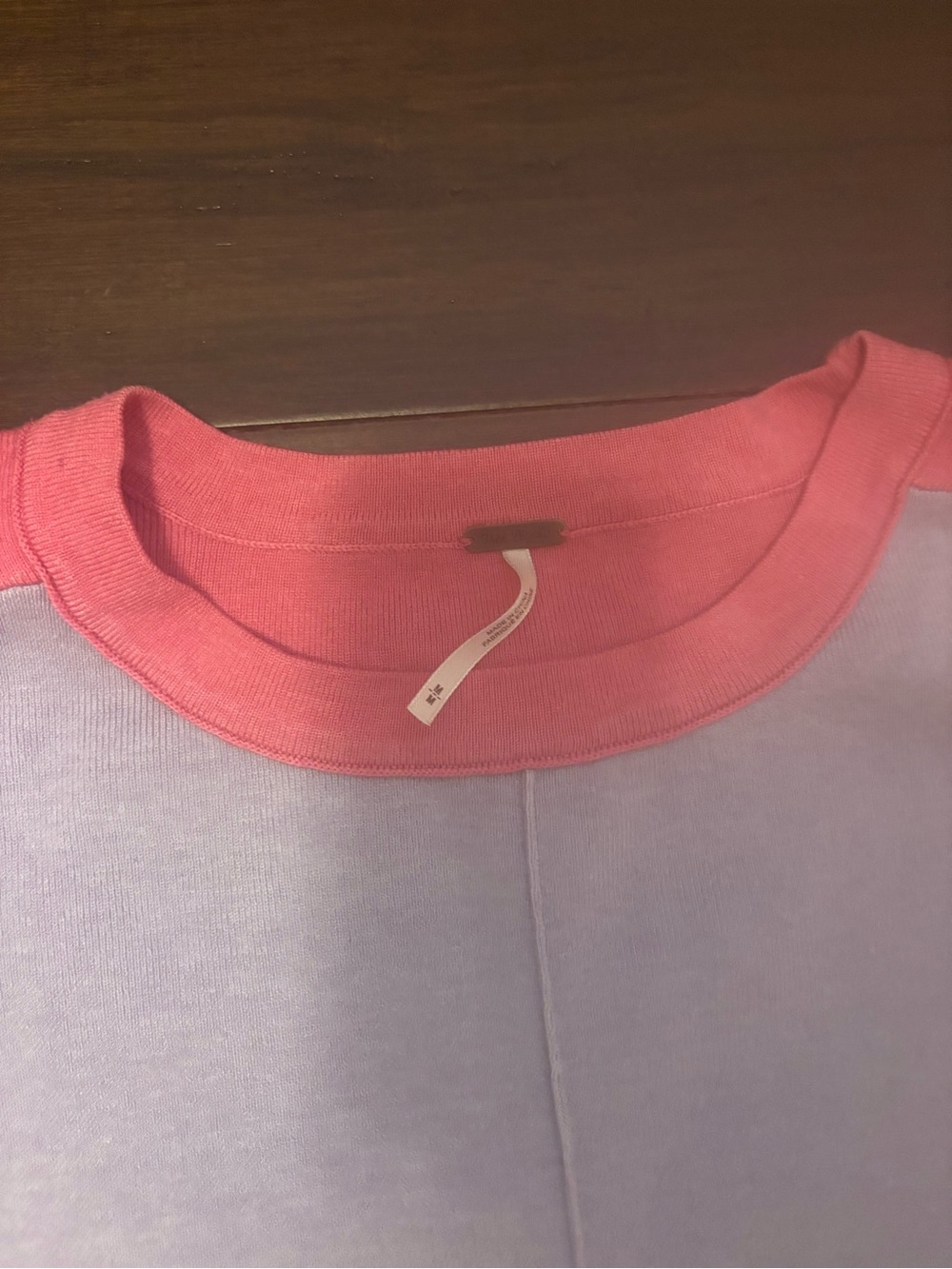 Free People Uptown Colorblock Pullover Sweater Crewneck Pink Purple Size Medium - Picture 3 of 4
